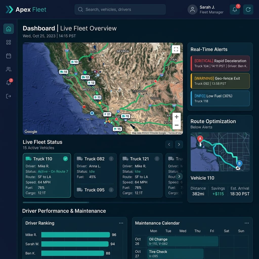 Harborline Fleet Tracking product interface