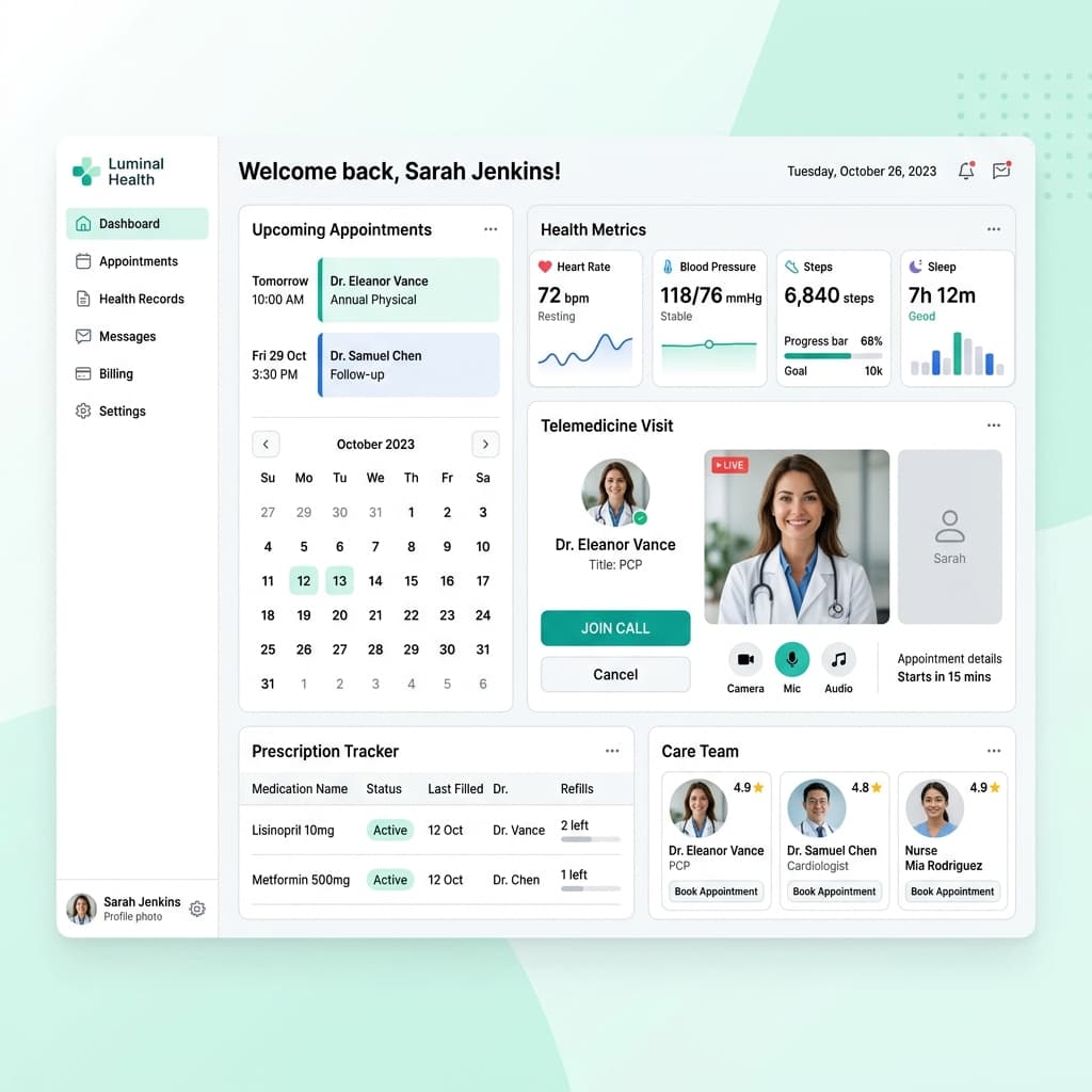 Meridian Patient Portal product interface