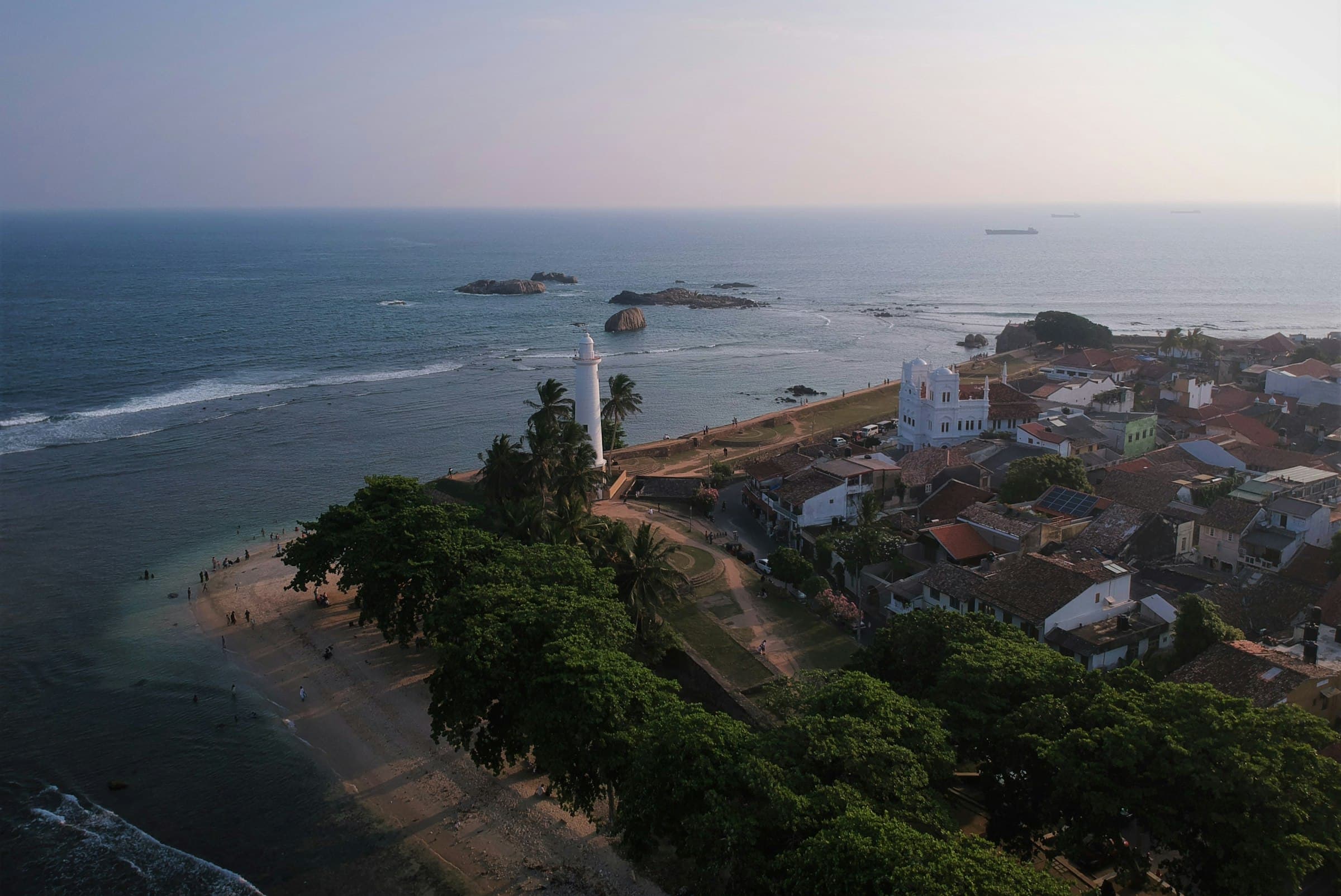Aerial view of Galle Fort and the southern coast of Sri Lanka, home of the DevCity studio
